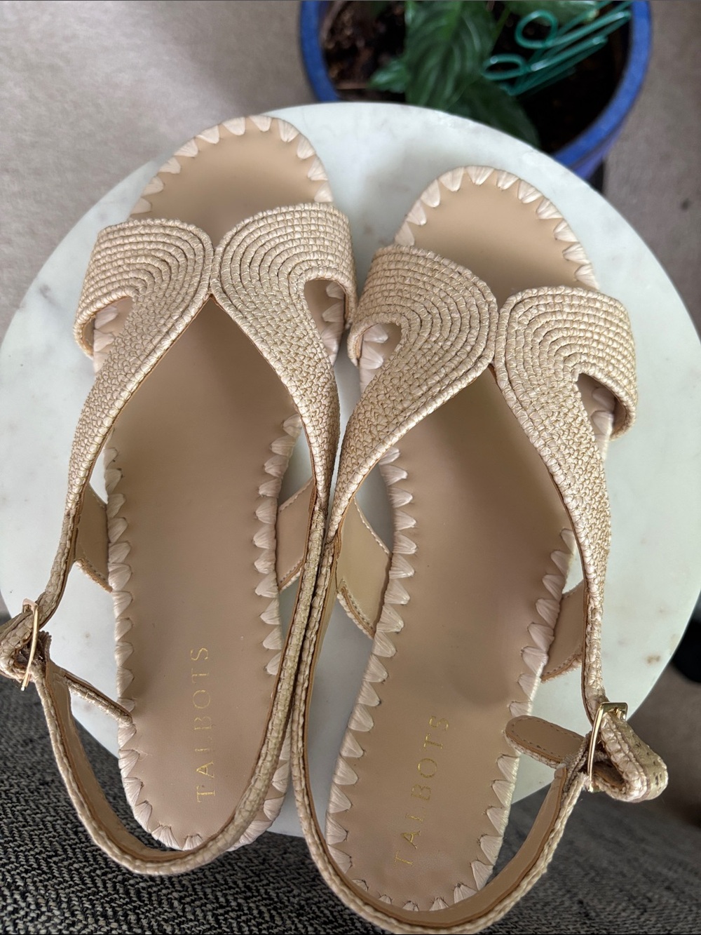 Talbots Natural Raffia Slingback Sandals - worn once